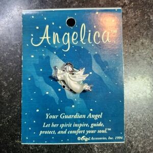 Angelica Elegant Silver and White Angel Brooch